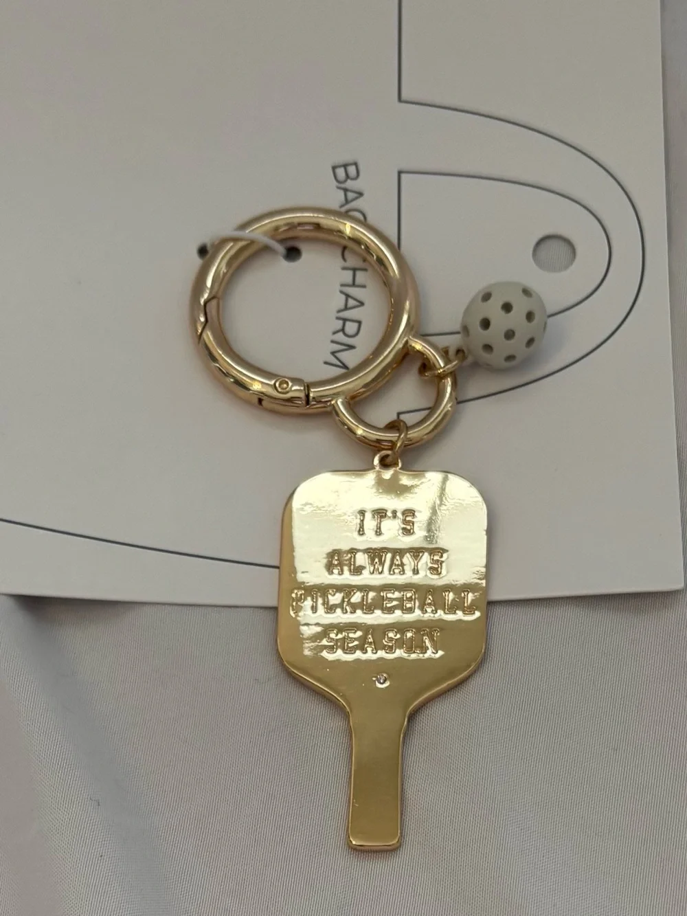 CHICO'S Pink Enamel Pickleball BAG CHARM ( OR CAN USED KEY CHAIN) NEW !